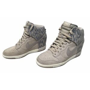NIKE Dunk Sky Hi Hidden Wedge Suede Bolt Women Grey Sneakers 543258-003 Sz 7 1/2